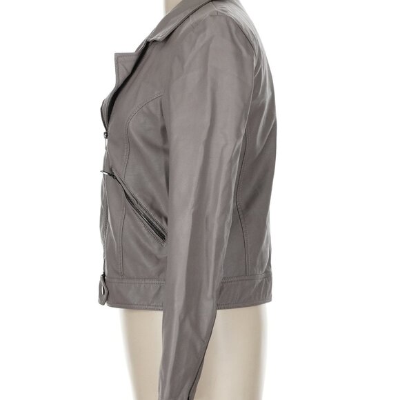 Wishlist Gray Faux Leather Moto Jacket Size M - Picture 3 of 6
